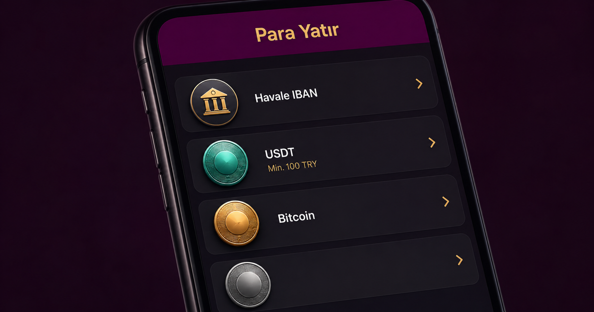 Lüks Casino para yatırma ekranı: Havale IBAN, USDT ve Bitcoin kanalları