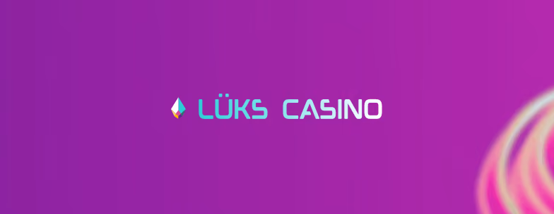 The Lüks Casino logo on a purple gradient with rings of light